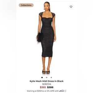 SEROYA Kylie Mesh Midi Dress Black XS NWT Bodycon Sheer Cocktail Evening